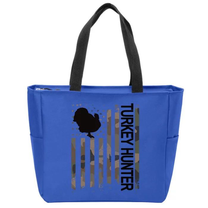 Turkey Hunter American Flag Turkey Hunting Lover Meaningful Gift Zip Tote Bag