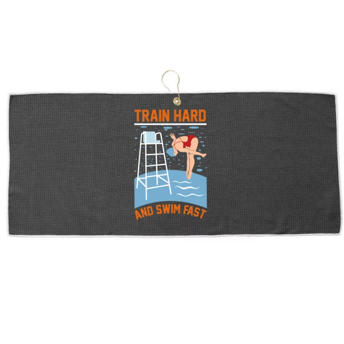 Train Hard And Swim Fast Large Microfiber Waffle Golf Towel