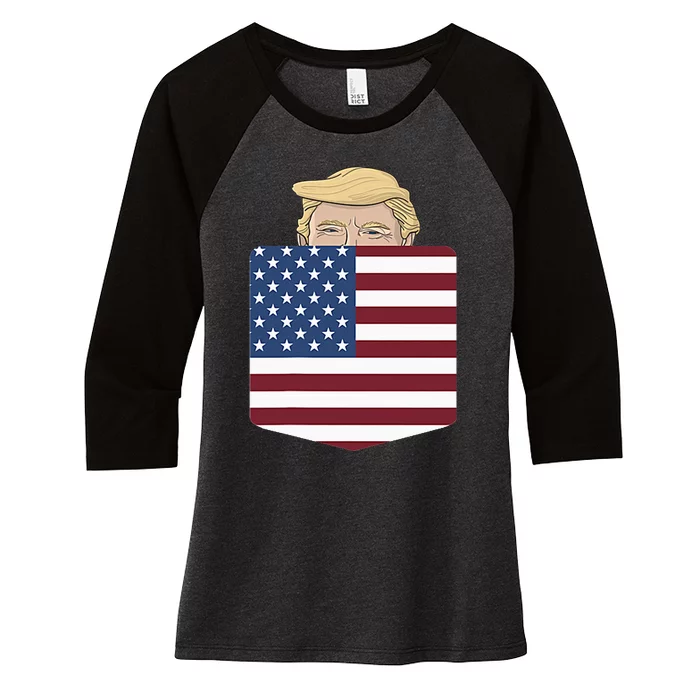 Trump Hugging An Orange Cat 2024 Women's Tri-Blend 3/4-Sleeve Raglan Shirt