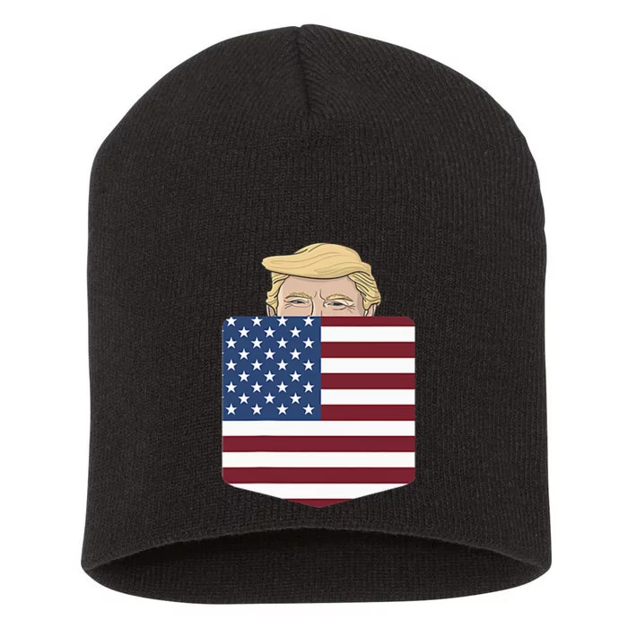 Trump Hugging An Orange Cat 2024 Short Acrylic Beanie