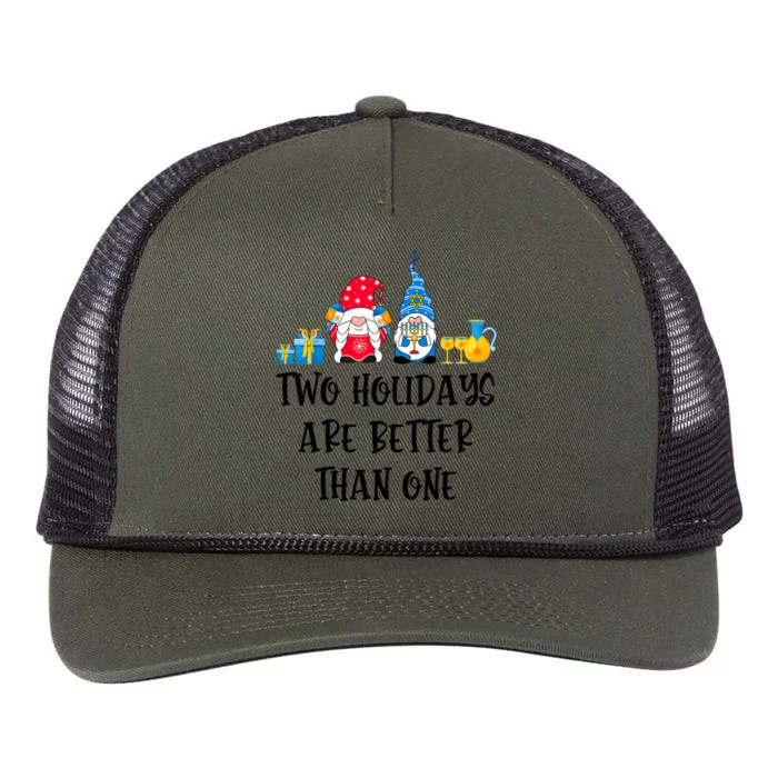 Two Holidays Are Better Than One Christmas Hanukkah Jewish Retro Rope Trucker Hat Cap