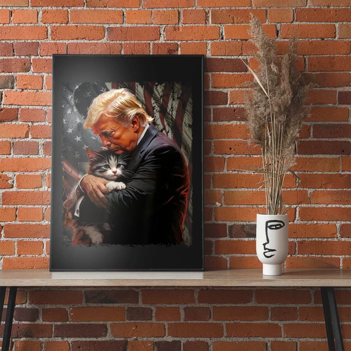 Trump Hugging An Orange Cat 2024 Make Cats Safe Again Poster