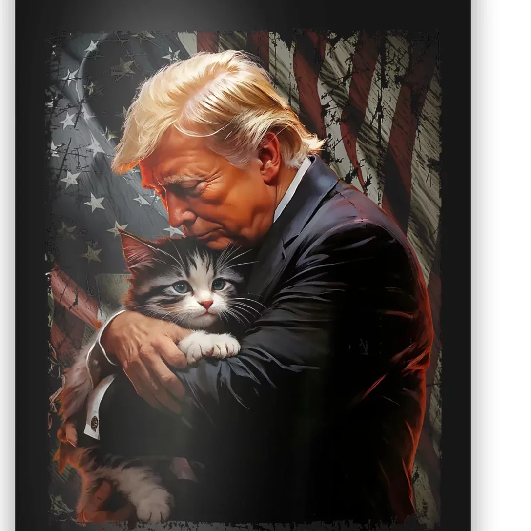 Trump Hugging An Orange Cat 2024 Make Cats Safe Again Poster