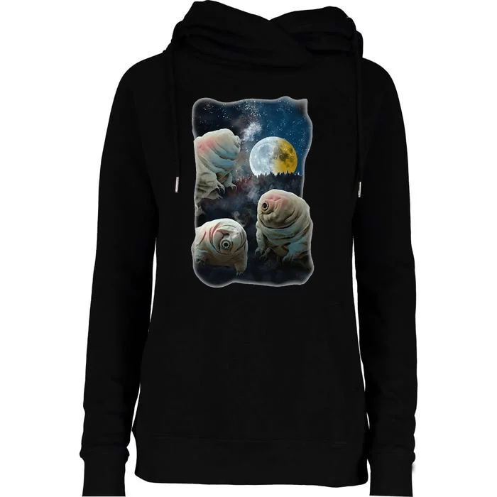 Tardigrades Howling At Moon Funny Tardigrade Lovers Costume Womens Funnel Neck Pullover Hood