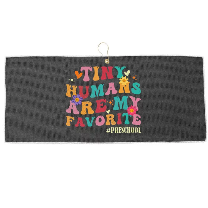 Tiny Humans Are My Favorite Preschool Teacher Funny Large Microfiber Waffle Golf Towel