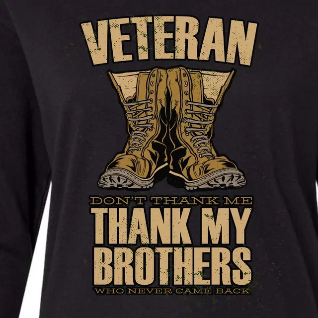 Thank My Brothers Veteran Boots Womens Cotton Relaxed Long Sleeve T-Shirt