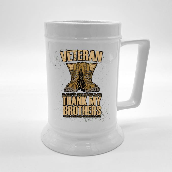 Thank My Brothers Veteran Boots Front & Back Beer Stein