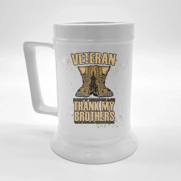 Thank My Brothers Veteran Boots Front & Back Beer Stein