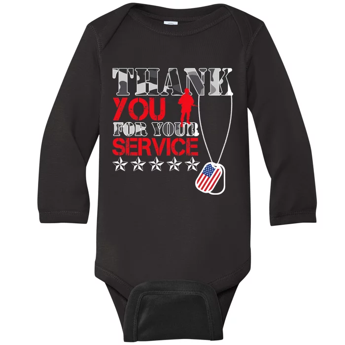 Thank You For Your Service Baby Long Sleeve Bodysuit