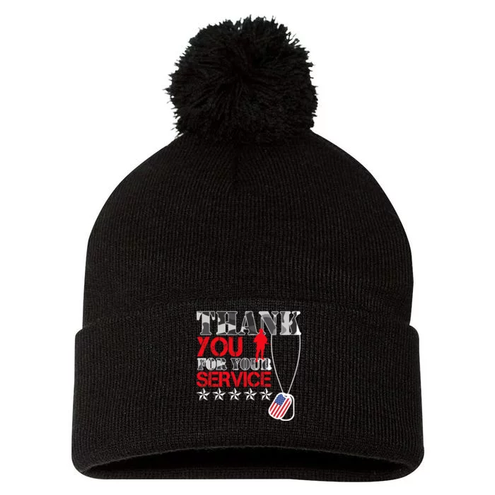 Thank You For Your Service Pom Pom 12in Knit Beanie