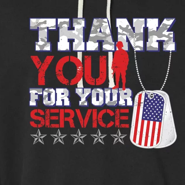 Thank You For Your Service Veterans Day Garment-Dyed Fleece Hoodie