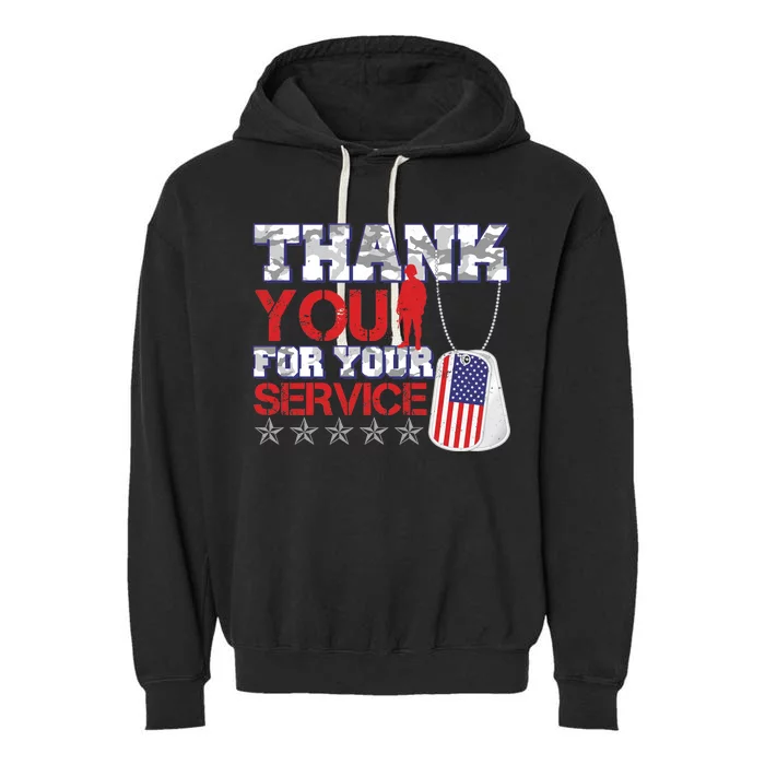 Thank You For Your Service Veterans Day Garment-Dyed Fleece Hoodie