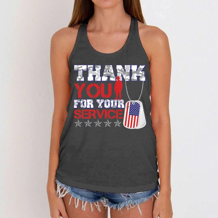 Thank You For Your Service Veterans Day Women's Knotted Racerback Tank