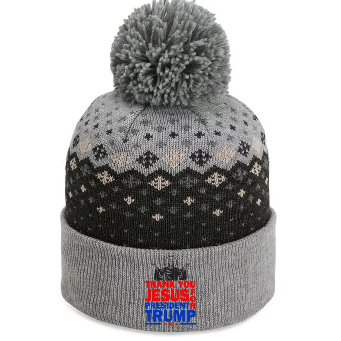 Thank You Jesus For President Trump The Baniff Cuffed Pom Beanie