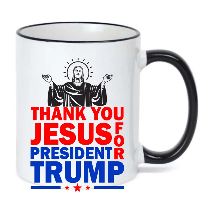 Thank You Jesus For President Trump Black Color Changing Mug