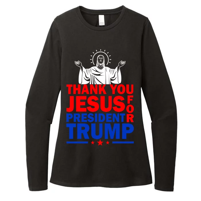 Thank You Jesus For President Trump Womens CVC Long Sleeve Shirt