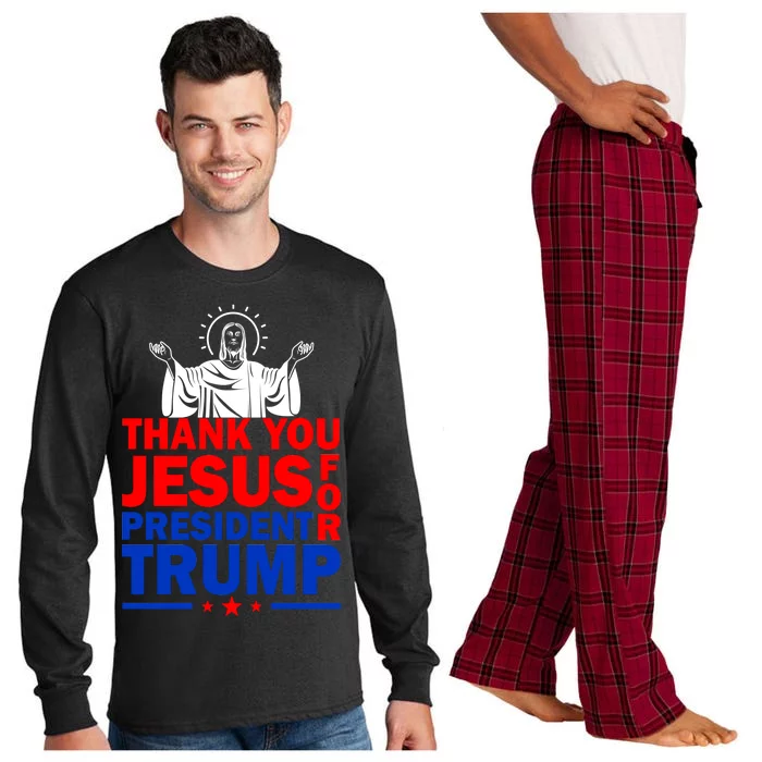 Thank You Jesus For President Trump Long Sleeve Pajama Set