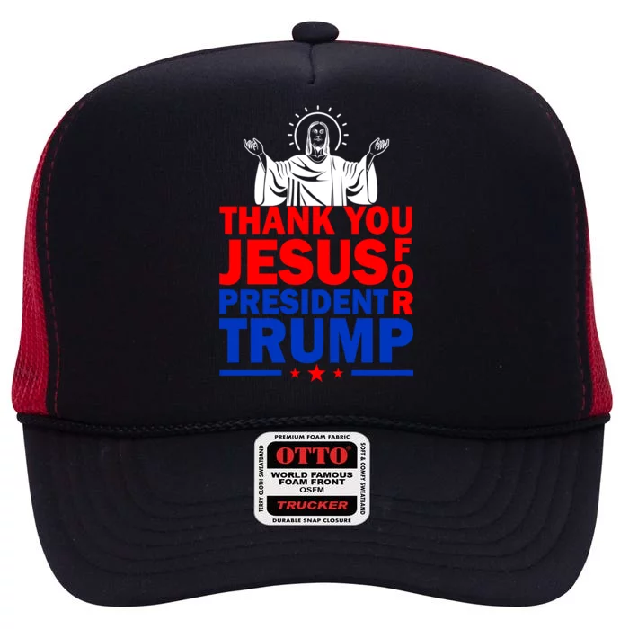 Thank You Jesus For President Trump High Crown Mesh Trucker Hat