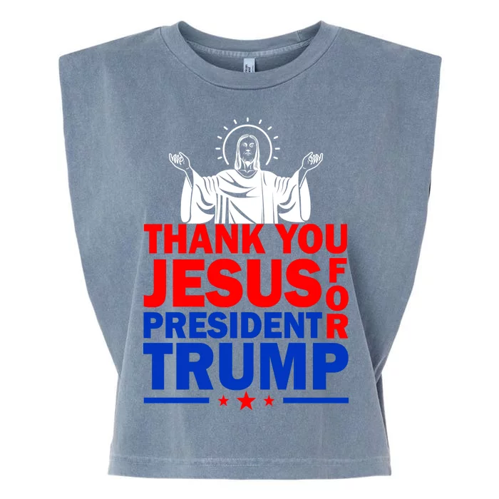 Thank You Jesus For President Trump Garment-Dyed Women's Muscle Tee