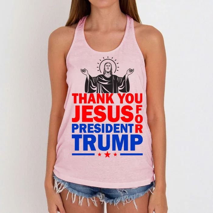 Thank You Jesus For President Trump Women's Knotted Racerback Tank