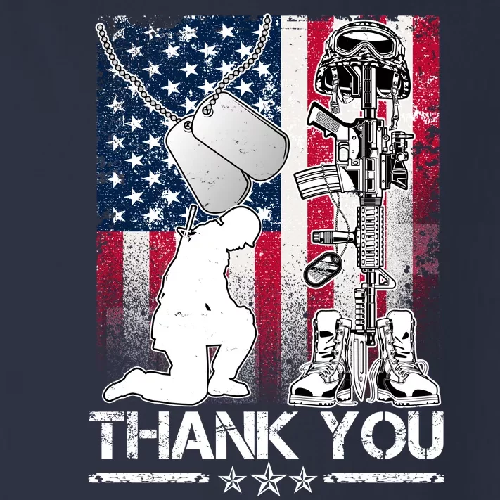 Thank You Memorial Day Distressed Flag Kneeling Soldier Toddler Long Sleeve Shirt