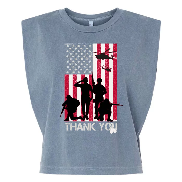 Thank You Memorial Day Soldiers USA Flag Garment-Dyed Women's Muscle Tee