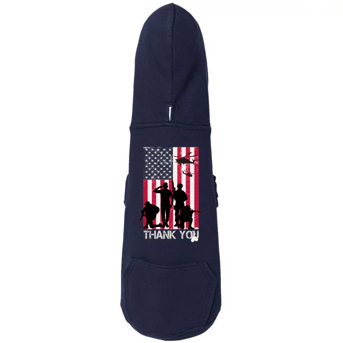 Thank You Memorial Day Soldiers USA Flag Doggie 3-End Fleece Hoodie