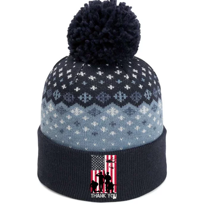 Thank You Memorial Day Soldiers USA Flag The Baniff Cuffed Pom Beanie