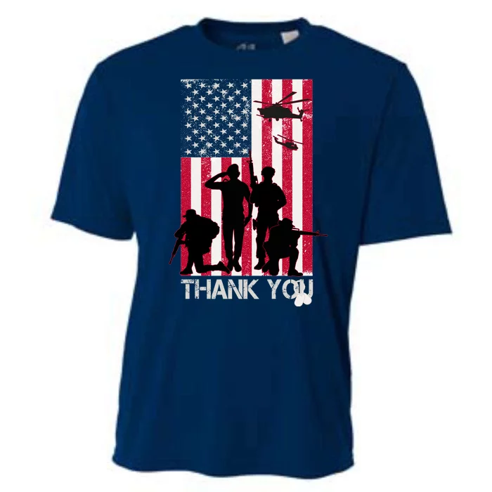 Thank You Memorial Day Soldiers USA Flag Cooling Performance Crew T-Shirt