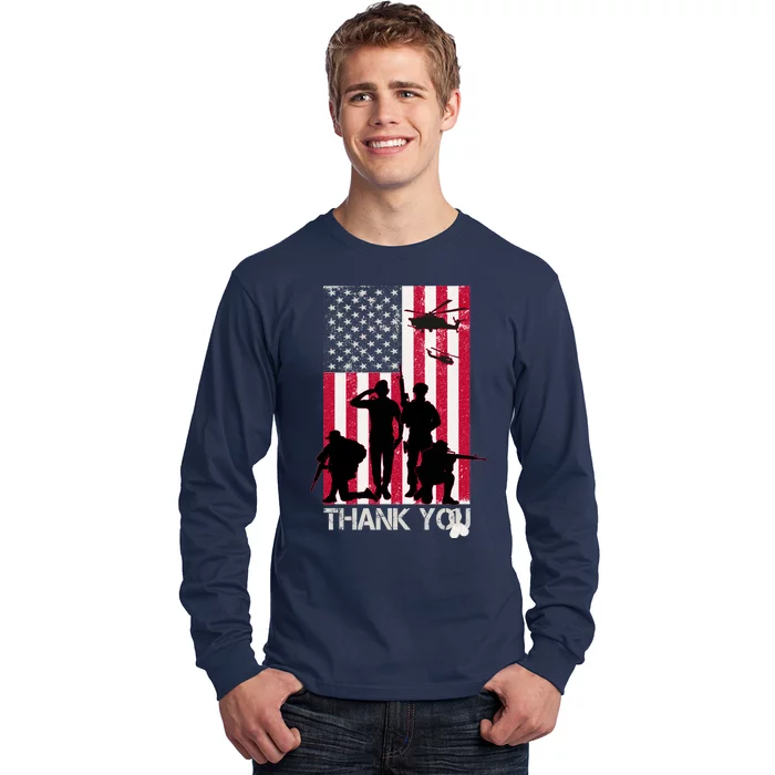 Thank You Memorial Day Soldiers USA Flag Long Sleeve Shirt