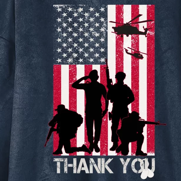 Thank You Memorial Day Soldiers USA Flag Hooded Wearable Blanket