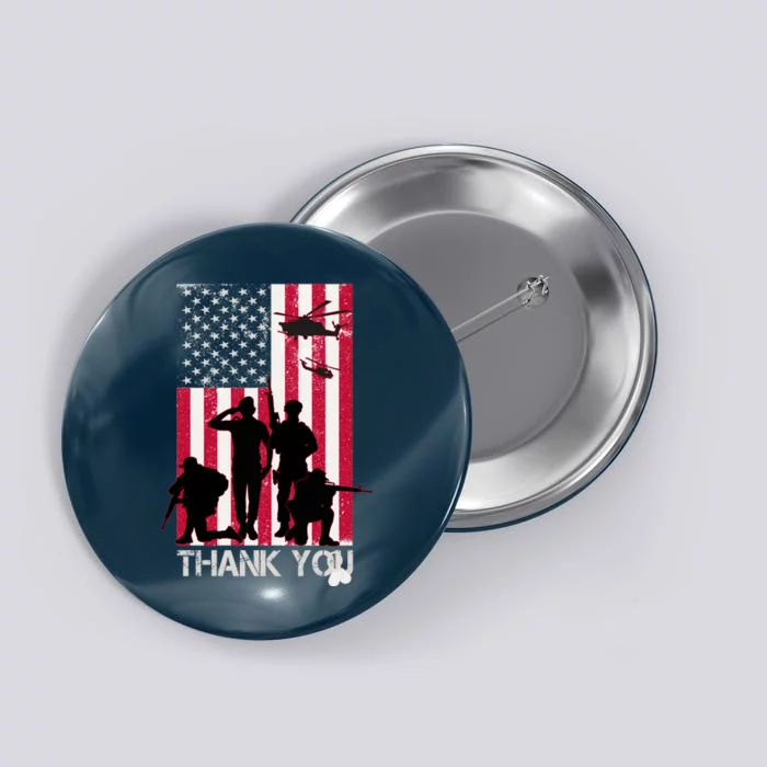 Thank You Memorial Day Soldiers USA Flag Button