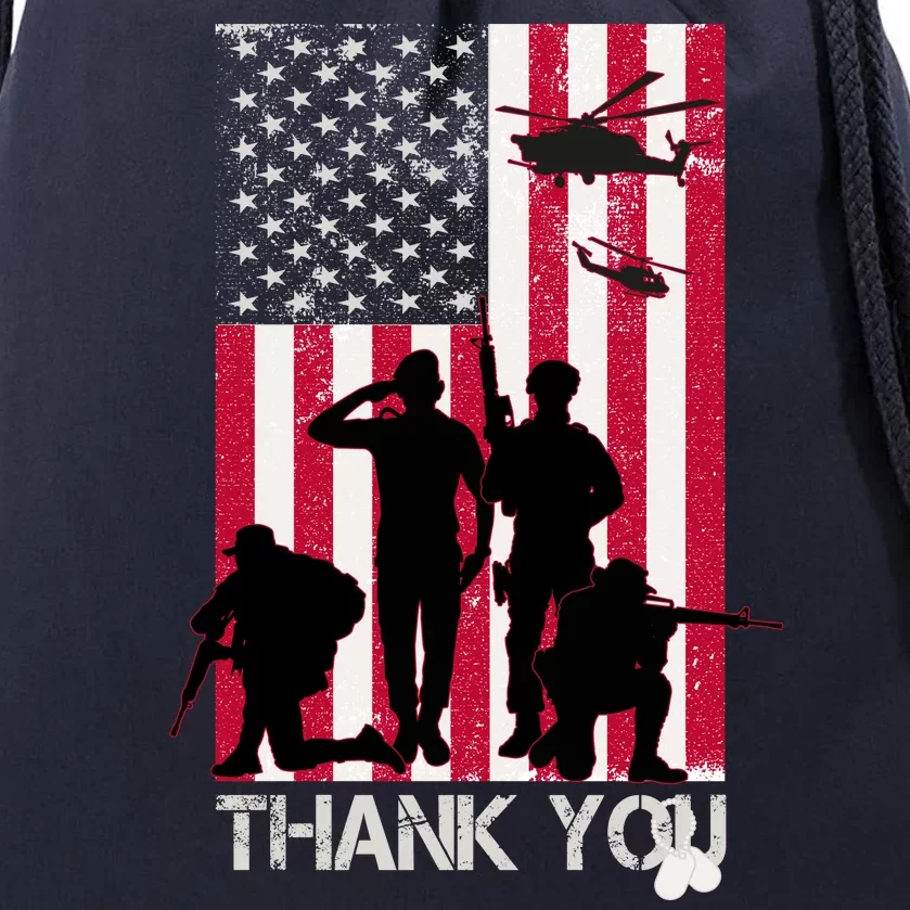 Thank You Memorial Day Soldiers USA Flag Drawstring Bag