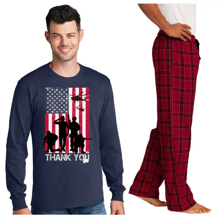 Thank You Memorial Day Soldiers USA Flag Long Sleeve Pajama Set