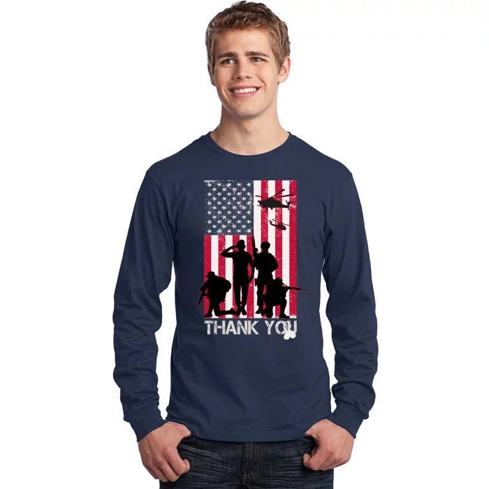 Thank You Memorial Day Soldiers USA Flag Tall Long Sleeve T-Shirt