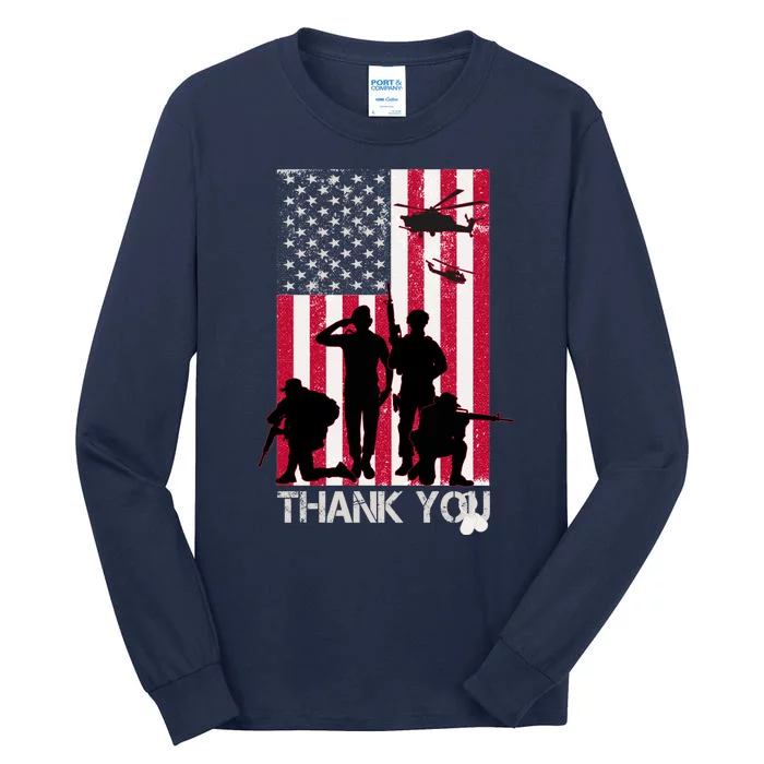 Thank You Memorial Day Soldiers USA Flag Tall Long Sleeve T-Shirt