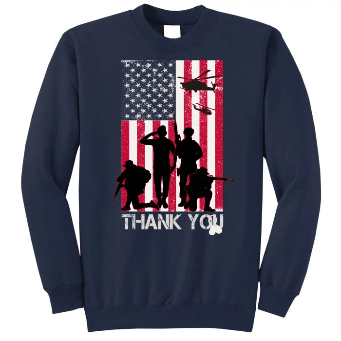 Thank You Memorial Day Soldiers USA Flag Tall Sweatshirt