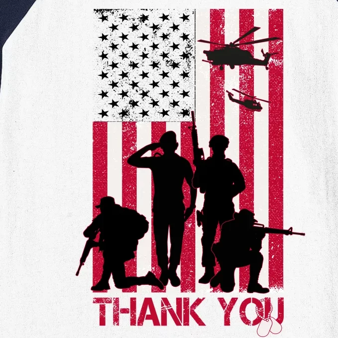 Thank You Memorial Day Soldiers USA Flag Baseball Sleeve Shirt