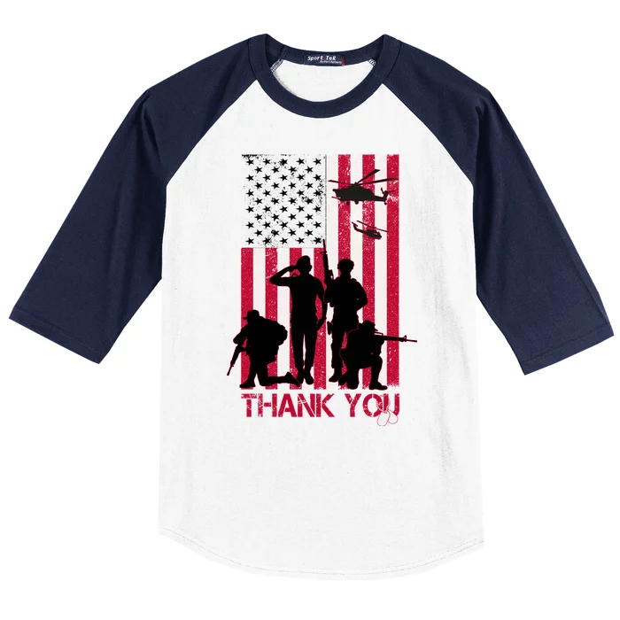 Thank You Memorial Day Soldiers USA Flag Baseball Sleeve Shirt