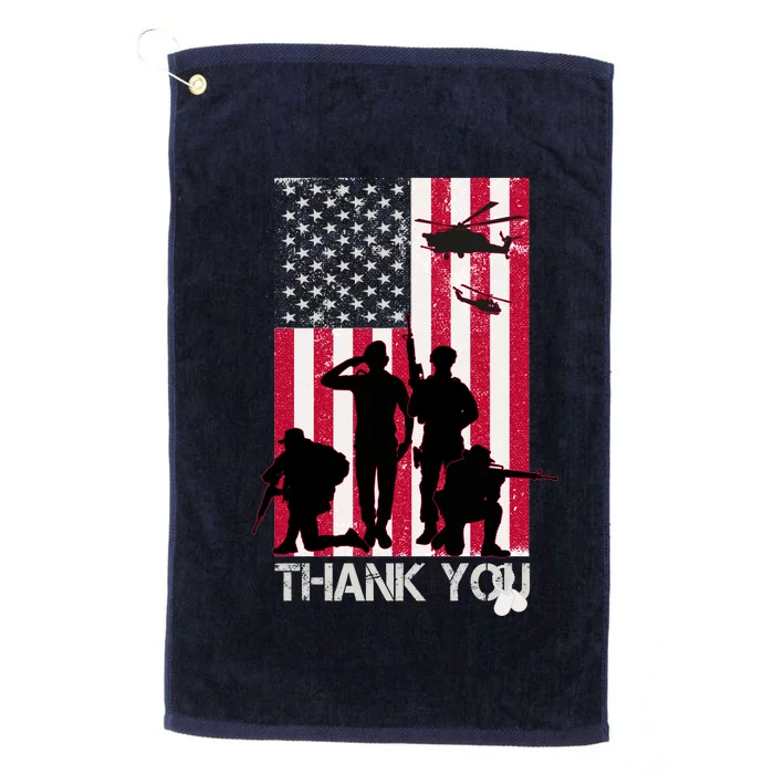 Thank You Memorial Day Soldiers USA Flag Platinum Collection Golf Towel