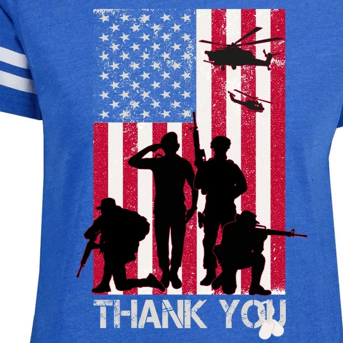 Thank You Memorial Day Soldiers USA Flag Enza Ladies Jersey Football T-Shirt