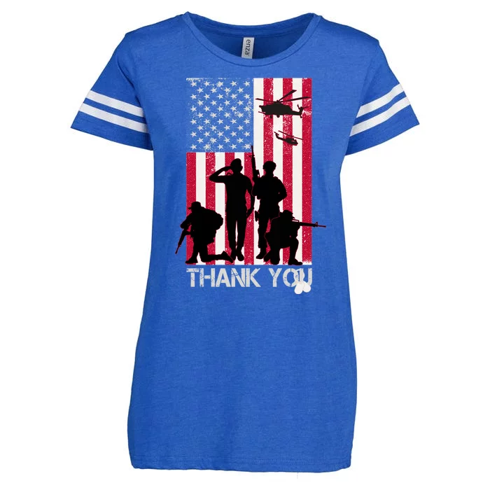 Thank You Memorial Day Soldiers USA Flag Enza Ladies Jersey Football T-Shirt