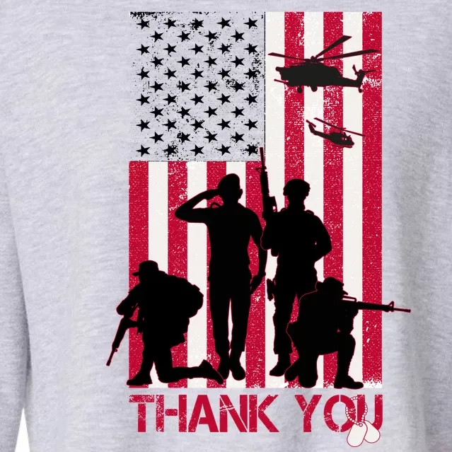 Thank You Memorial Day Soldiers USA Flag Cropped Pullover Crew