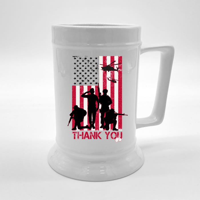 Thank You Memorial Day Soldiers USA Flag Front & Back Beer Stein