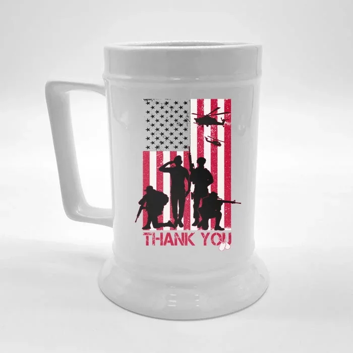 Thank You Memorial Day Soldiers USA Flag Front & Back Beer Stein