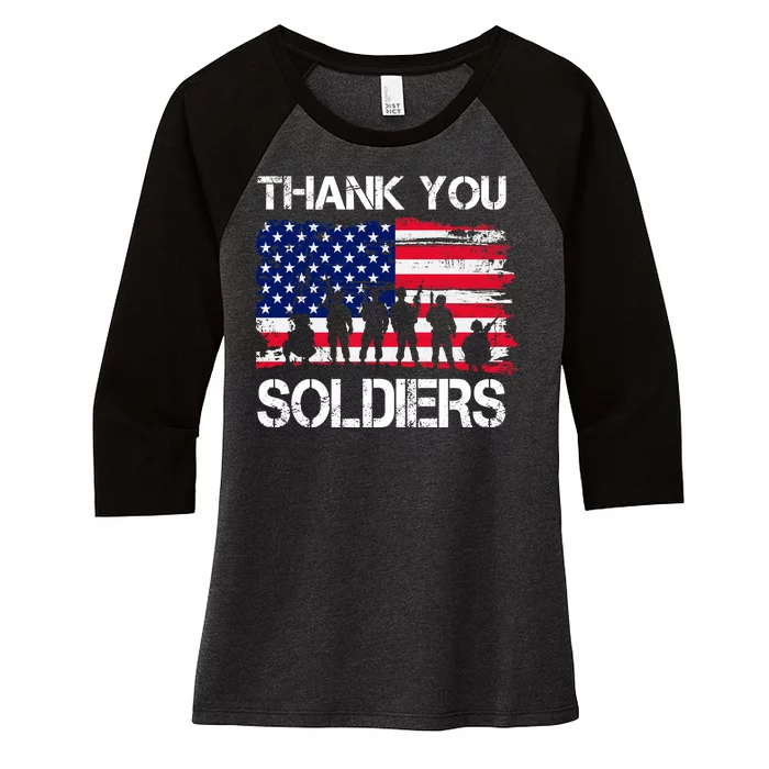 Thank You Soldiers Women's Tri-Blend 3/4-Sleeve Raglan Shirt