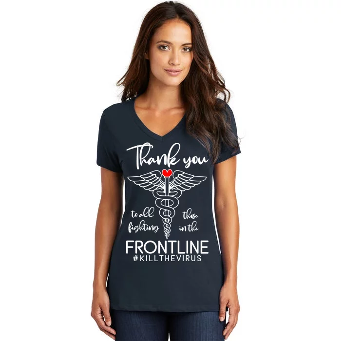 Thank You To All Those Fighting In The Frontline Women's V-Neck T-Shirt