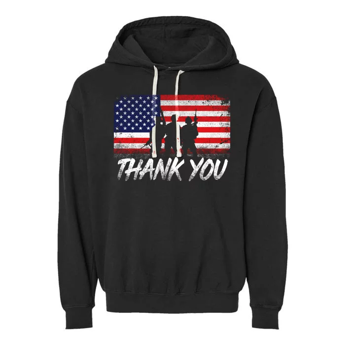 Thank You USA Troops Garment-Dyed Fleece Hoodie