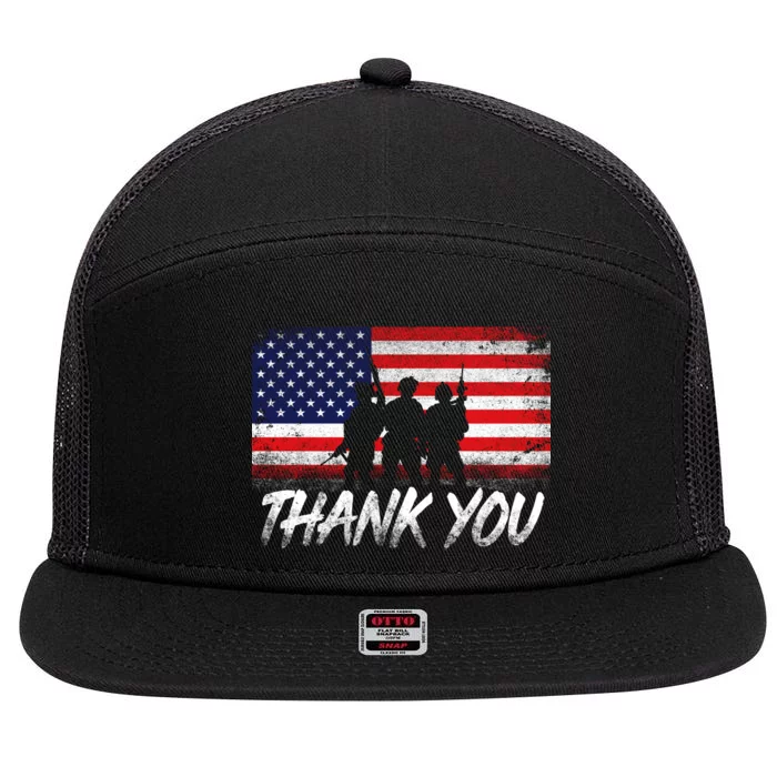 Thank You USA Troops 7 Panel Mesh Trucker Snapback Hat