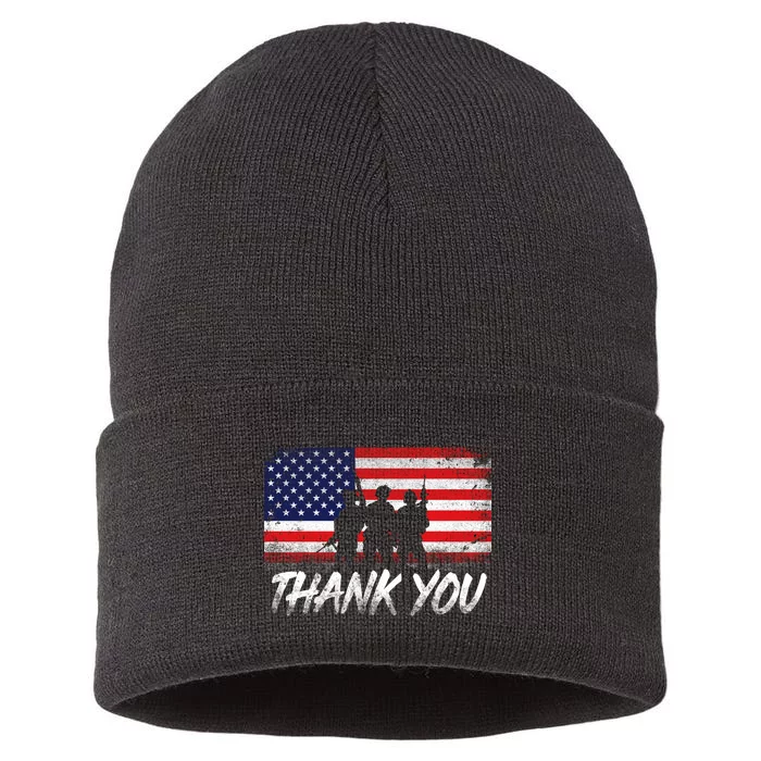 Thank You USA Troops Sustainable Knit Beanie